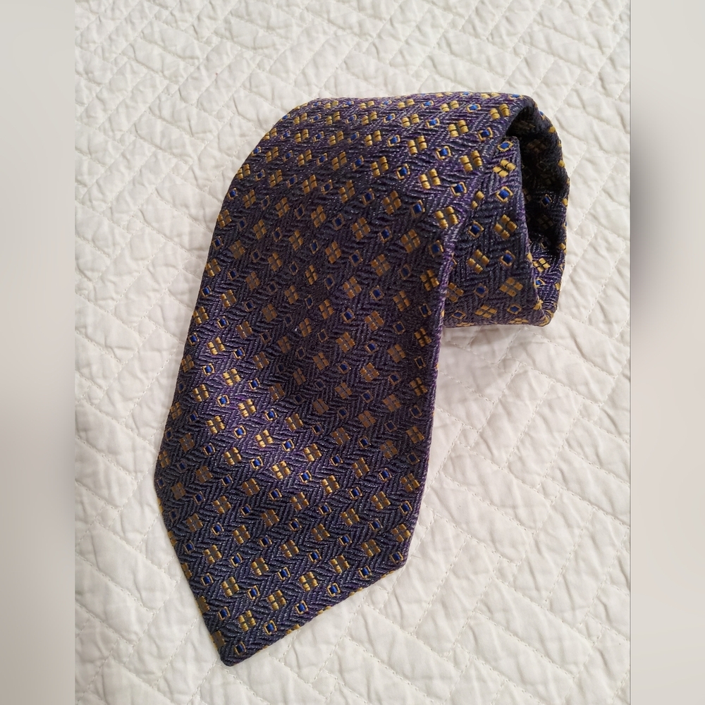 Valentino Cravatte Silk Purple and Gold Men's Tie